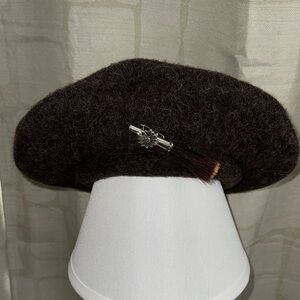 Giesswein Chocolate Beret with Metallic Accent